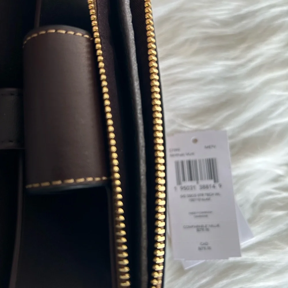 Coach Tech Wallet Signature Canvas Disco‎ Star Khaki Pink C7292 Wristlet New - Picture 4 of 5